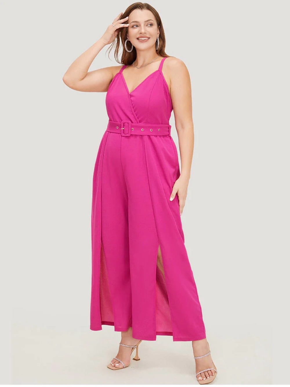 NWT BloomChic plain pocket wrap buckle belt jumpsuit magenta, Size 22-24 (3X)